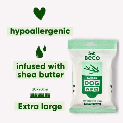 Bamboo Travel Wipes - Unscented - 6 Stuks