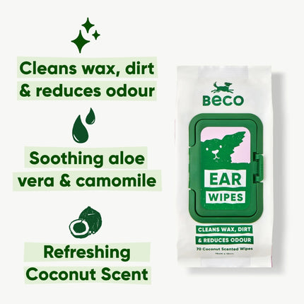 Dog Ear Wipes - Coconut Scented - 70 Pack