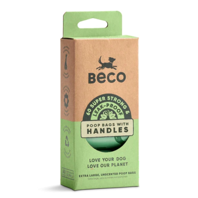 Poop Bags Recycled - Unscented - Handles on a roll (60)
