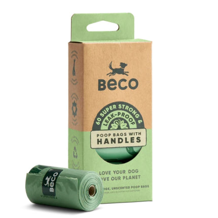 Poop Bags Recycled - Unscented - Handles on a roll (60)
