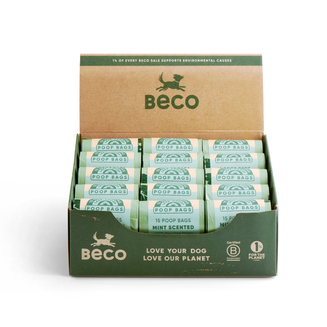 Poop Bags Recycled – Mint Scented Display 30 x single roll